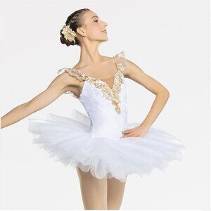 REVOLUTION White Velvet Tutu Dress Dance Costume Large Child EXCELLENT CONDITION